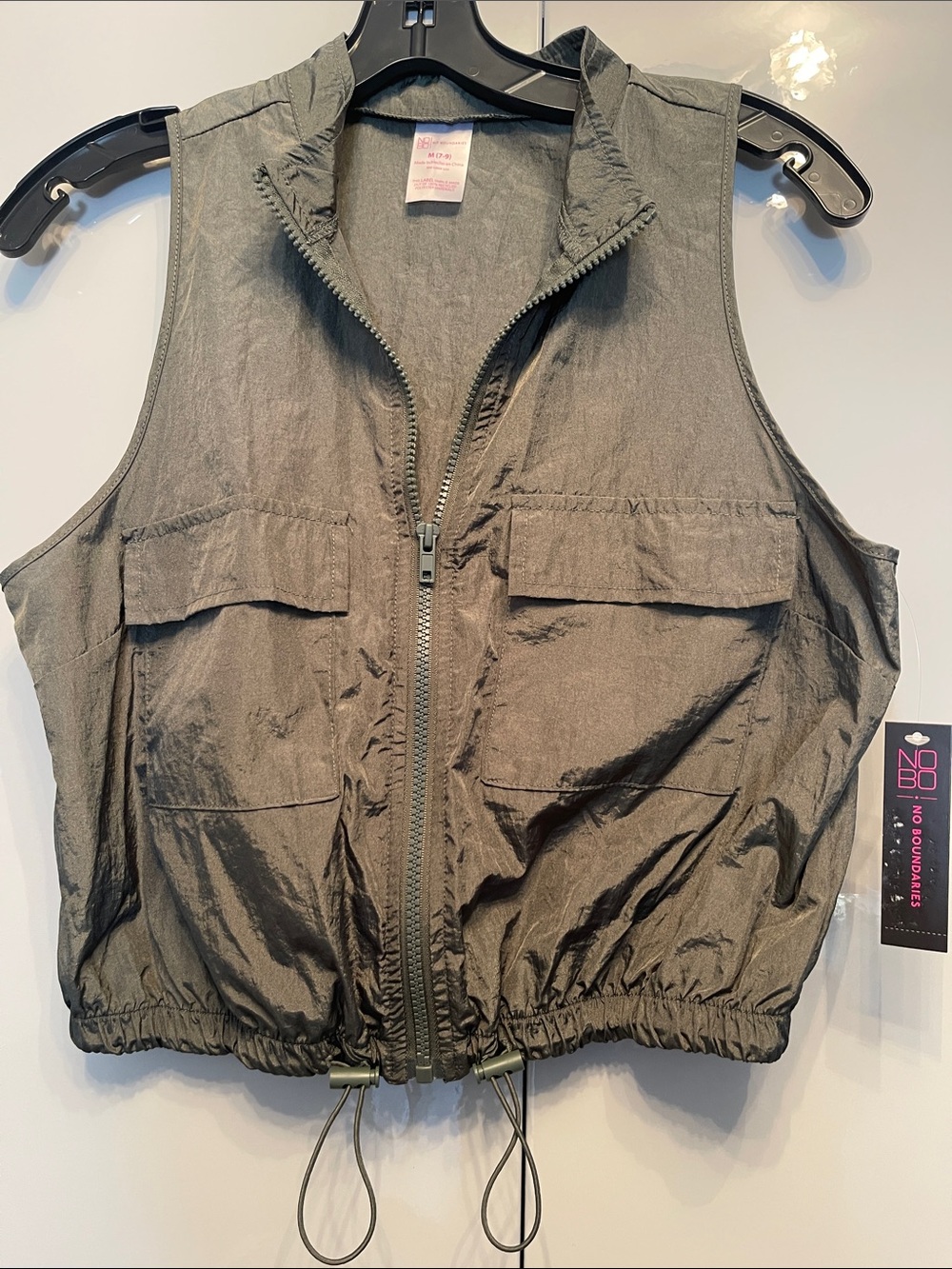 GAP Olive Green Cropped Utility Zip Vest